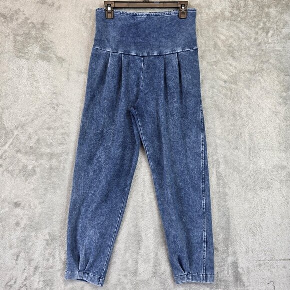 GAYA Pants Womens S Blue Acid Wash High Rise Tapered Pull On Elastic Waist Boho - Picture 1 of 11